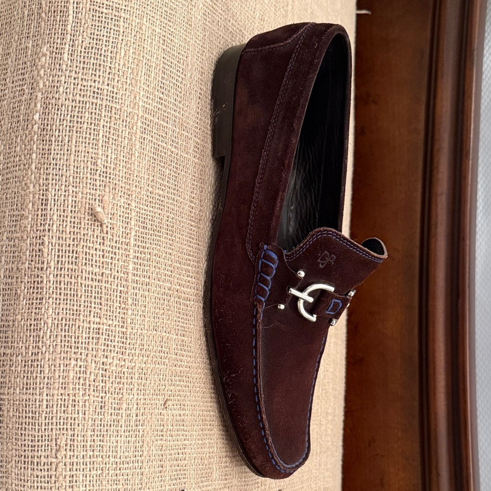 Donald J. Pliner Dark Brown Loafers with Silver Details - Picture 2 of 3